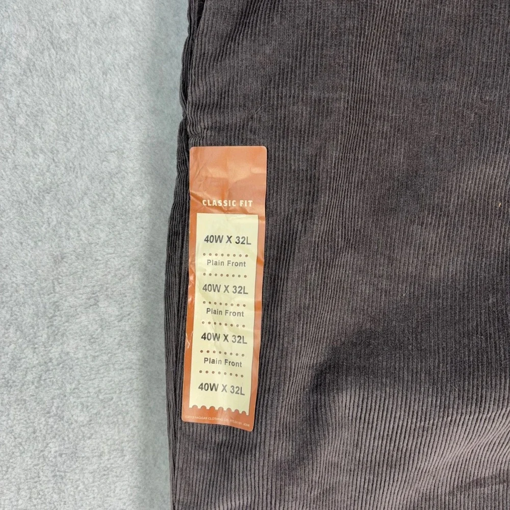 Haggar Corduroy Pants Mens 40x32 Monument Solid NWT Classic Fit Comfort Waist